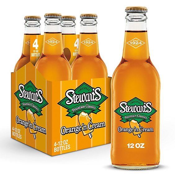 slide 1 of 11, Stewart's Orange N Cream Made With Sugar Glass Bottles - 4-12 Fl. Oz., 4 ct; 12 fl oz