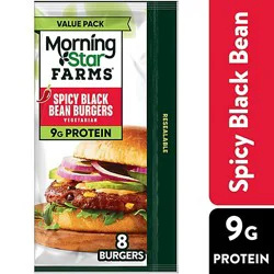 Morningstar Farms Veggie Burgers Spicy Black Bean Vegetarian 8 Count - 18.9 Oz