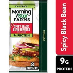 Morningstar Farms Veggie Burgers Spicy Black Bean Vegetarian 8 Count - 18.9 Oz