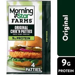Morningstar Farms Plant Based Chikn Patties Original Vegan Meat 4 Count - 10 Oz