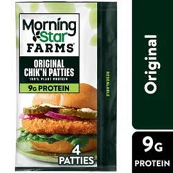 Morningstar Farms Plant Based Chikn Patties Original Vegan Meat 4 Count - 10 Oz