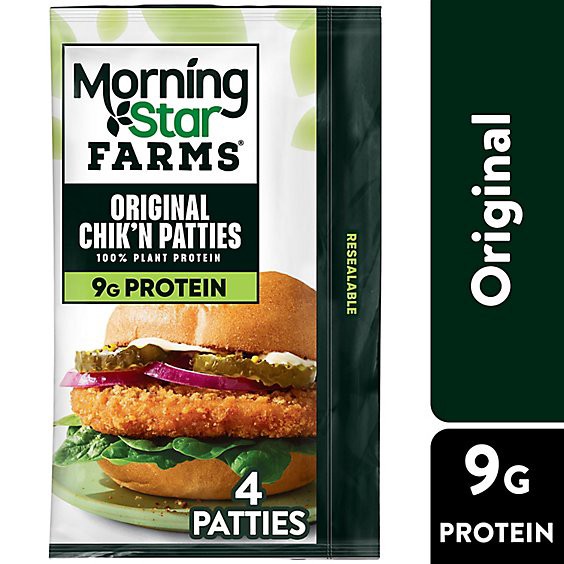 slide 1 of 12, Morningstar Farms Plant Based Chikn Patties Original Vegan Meat 4 Count - 10 Oz, 10 oz