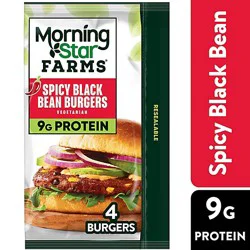 Morningstar Farms Veggie Burgers Spicy Black Bean Vegetarian 4 Count - 9.5 Oz