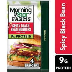 Morningstar Farms Veggie Burgers Spicy Black Bean Vegetarian 4 Count - 9.5 Oz