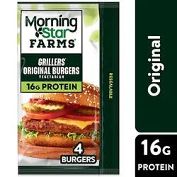 Morningstar Farms Veggie Burgers Grillers Vegetarian 4 Count - 9 Oz
