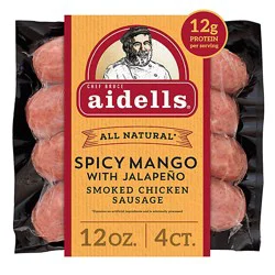 Aidells Smoked Chicken Sausage Links Spicy Mango With Jalapeno 4 Count - 12 Oz