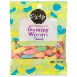 Signature Select Sour Gummi Worms Candy - 7 Oz
