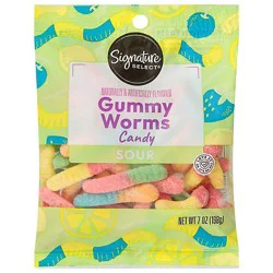 Signature Select Sour Gummi Worms Candy - 7 Oz