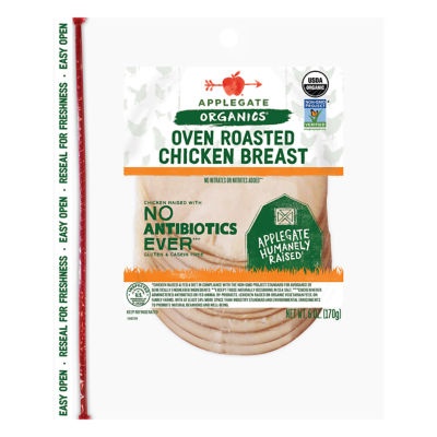 slide 1 of 1, Applegate Chicken Breast Roasted Sliced Organic, 6 oz