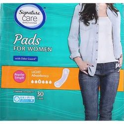 Signature Select/care Ultra Thin Light Absorbency Bladder Control Pads For Women - 30 Count