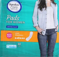 Signature Select/care Ultra Thin Light Absorbency Bladder Control Pads For Women - 30 Count