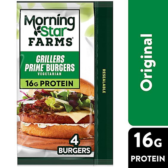 slide 1 of 5, Morningstar Farms Veggie Burgers Grillers Prime Vegetarian 4 Count - 10 Oz, 10 oz