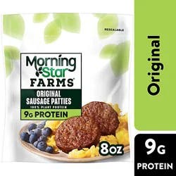 Morningstar Farms Veggie Breakfast Plant Based Sausage Patties Original Vegan Meat - 6 - 8 Oz