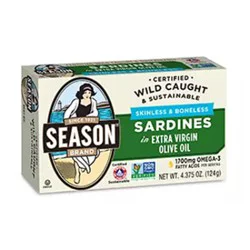 Season Sardines Skinless Boneless Evoo - 4.37 Oz