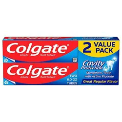 Colgate Cavity Protection Toothpaste With Fluoride Great Regular Flavor - 2-6 Oz