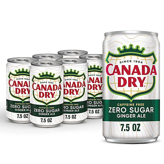 slide 1 of 7, Canada Dry Soda Zero Sugar Ginger Ale In Cans - 6-7.5 Fl. Oz., 6 ct; 7.5 fl oz
