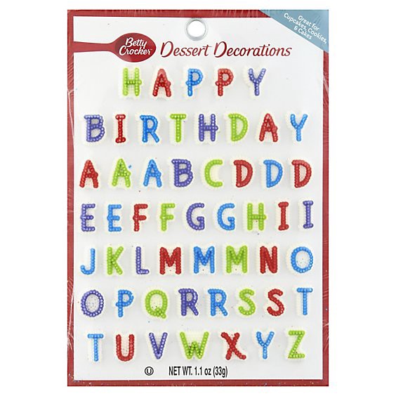 slide 1 of 11, Betty Crocker Decorations Candy Cake Alphabet Assortment Assorted Colors - 1.1 Oz, 1.1 oz