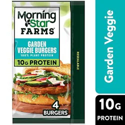 Morningstar Farms Plant Based Veggie Burgers Garden Veggie Vegan Meat - 4 - 9.5 Oz