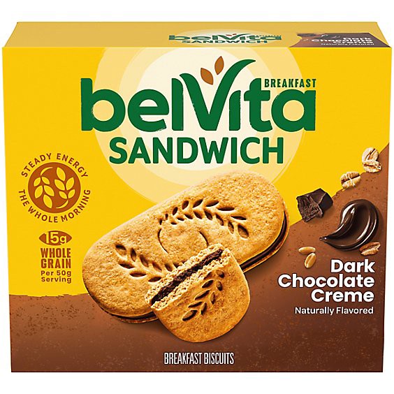 slide 1 of 1, Belvita Breakfast Biscuits Sandwich Dark Chocolate Creme - 5-1.76 Oz, 8.8 oz