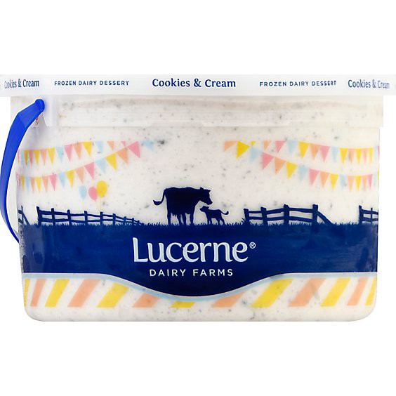 slide 1 of 1, Lucerne Frozen Dairy Dessert Cookies & Cream 1 Gallon - 3.78 Liter, 1 gal