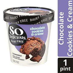 So Delicious Dairy Free Chocolate Cookies N' Cream Cashew Milk Frozen Dessert - Pint