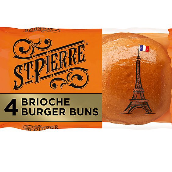 slide 1 of 1, St. Pierre Brioche Burger Buns 4 Count, 7 oz
