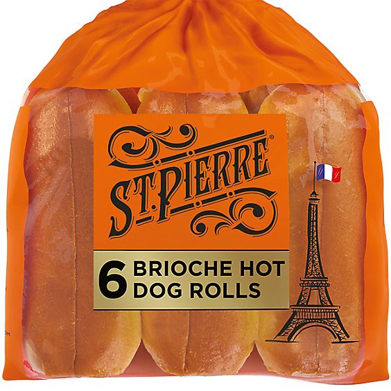 slide 1 of 7, St Pierre Brioche Hot Dog Rolls - 6 - 9.5 Oz., 9.5 oz