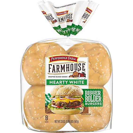 slide 1 of 1, Pepperidge Farm Farmhouse Hearty White Hamburger Buns - 20 Oz, 20 oz