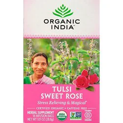 Organic India Tulsi Tea Organic Caffeine Free Sweet Rose 18 Count - 1.01 Oz