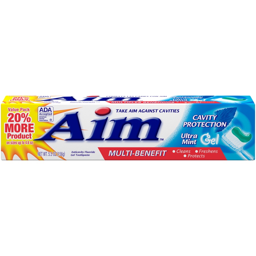 slide 1 of 3, Aim Cavity Protection Ultra Mint Gel Toothpaste, 5 oz