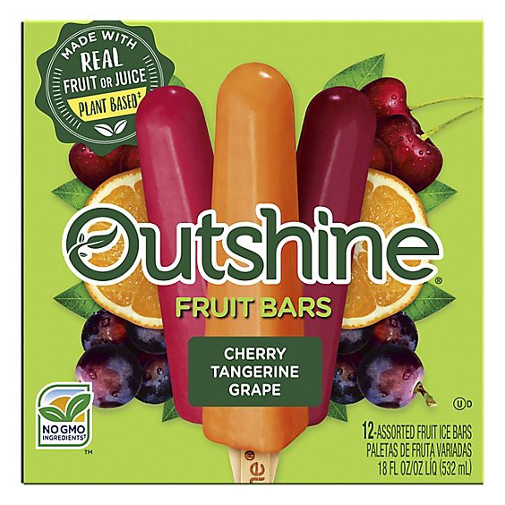 slide 1 of 6, Outshine Cherry Tangerine And Grape Frozen Fruit Pops Variety Pack - 12 Count, 12 ct; 1.5
