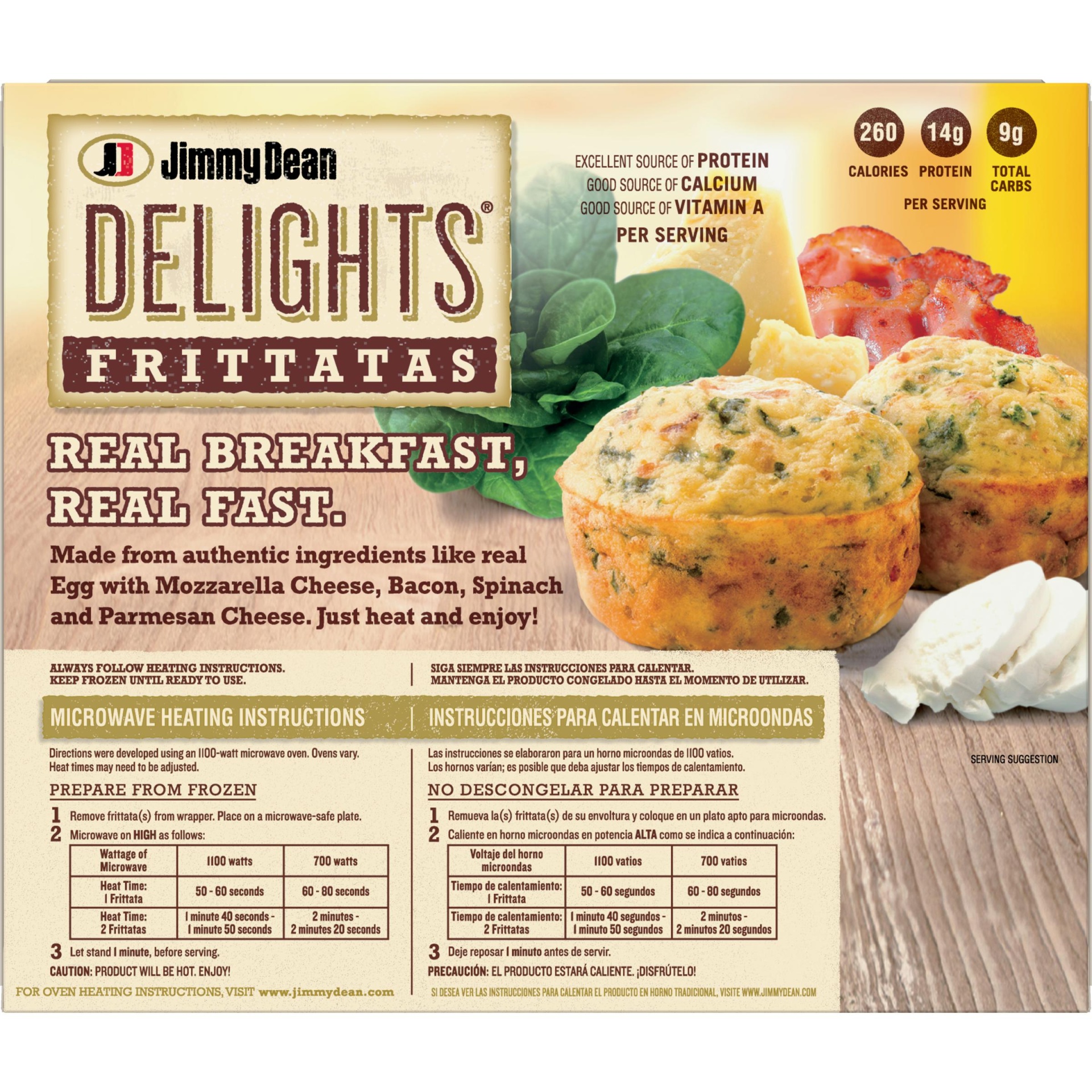 slide 2 of 6, Jimmy Dean Delights Frozen Bacon & Spinach Frittatas - 6ct/12oz, 6 ct; 12 oz