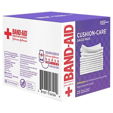 slide 1 of 1, Band-Aid Gauze Pads Small, 25 ct