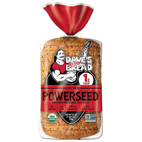 slide 1 of 1, Daves Killer Bread Powerseed Seeded Organic Bread 1g Sugar Per Slice 25 Oz Loaf, 25 oz