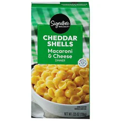 Signature Select Macaroni & Cheese Dinner Cheddar Cheese Shells Box - 7.25 Oz