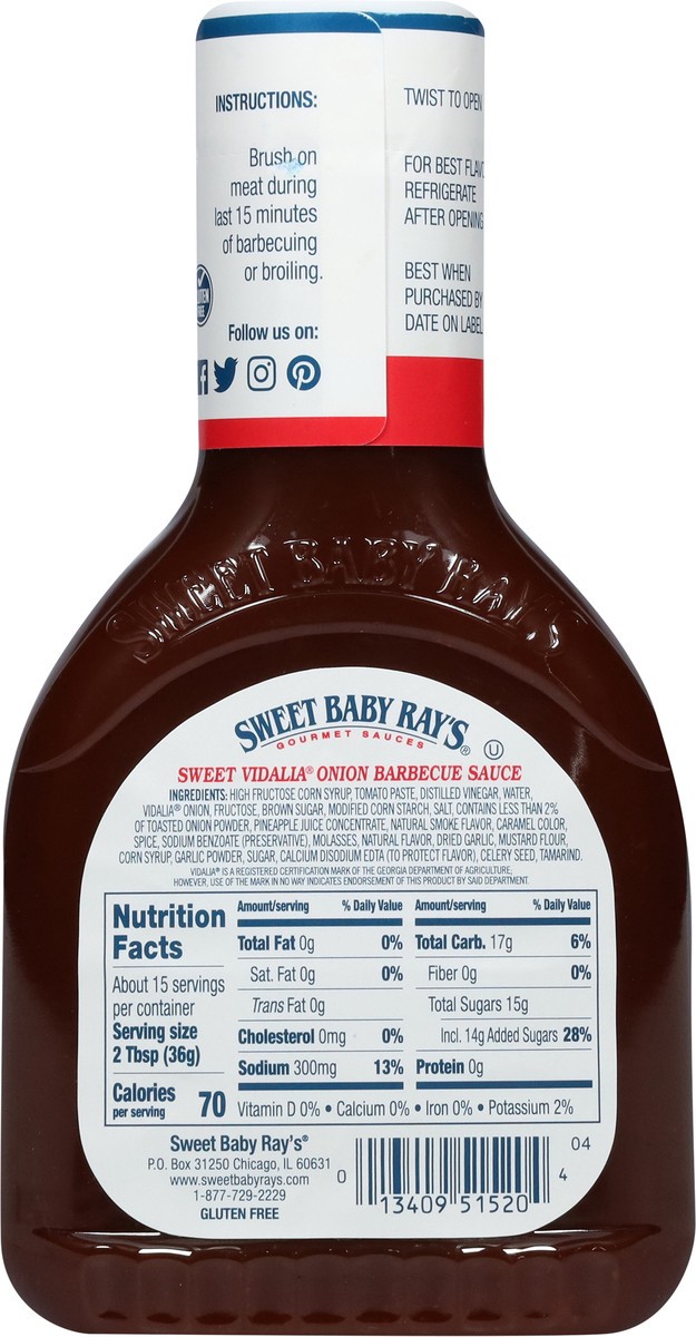 slide 9 of 11, Sweet Baby Rays Sauce Barbecue Sweet Vidalia Onion - 18 Oz, 18 oz