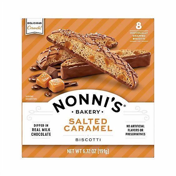 slide 1 of 1, Nonnis Biscotti Salted Caramel 8 Count - 6.72 Oz, 8 ct