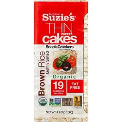 Suzies Crackers Puffed Cakes Thin Brown Rice Lightly Salted - 4.9 Oz