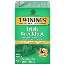 Twinings Of London Black Tea Irish Breakfast Decaffeinated - 20 Count