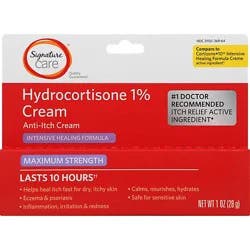 Signature Select/care Cream Anti Itch Hydrocortisone 1% Healing Formula Maximum Strength - 1 Oz