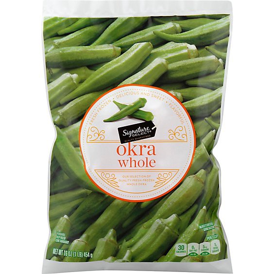 slide 1 of 1, Signature Select Okra Whole - 16 Oz, 16 oz