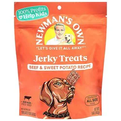 Newmans Own Dog Treat Beef Jerky Beef & Sweet Potato Recipe Pouch - 5 Oz