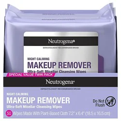 Neutrogena Makeup Remover Night Calming Wipes & Face Cleansing Towelettes 2 Pack - 25 Count