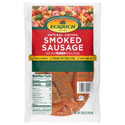 slide 1 of 1, Eckrich Natural Casing Smoked Sausage - Family Pack - 39 Oz, 39 oz