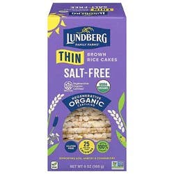 Lundberg Family Farms Regenerative Organic Certified Brown Rice Salt Free Thin Stackers - 6 Oz