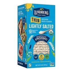 Lundberg Family Farms Regenerative Organic Certified Brown Rice Lightly Salted Thin Stackers - 6 Oz