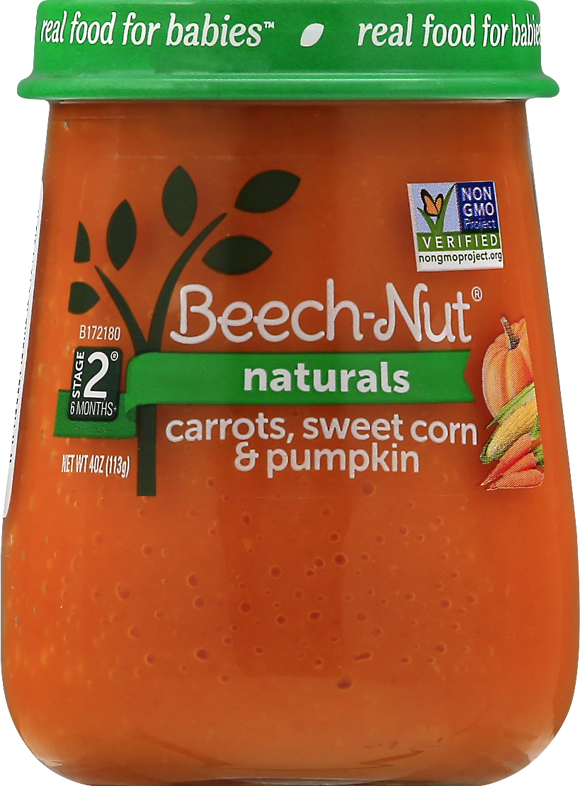 slide 7 of 7, Beech-Nut Naturals Stage 2 Baby Food, Carrots Sweet Corn & Pumpkin, 4 oz Jar, 4 oz