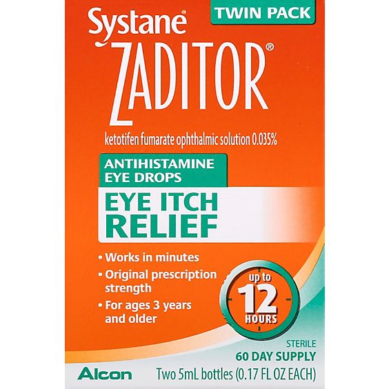 slide 1 of 10, Zaditor Eye Drops Antihistamine Original Prescription Strength Eye Itch Relief - 2-0.17 Fl. Oz., 10 ml