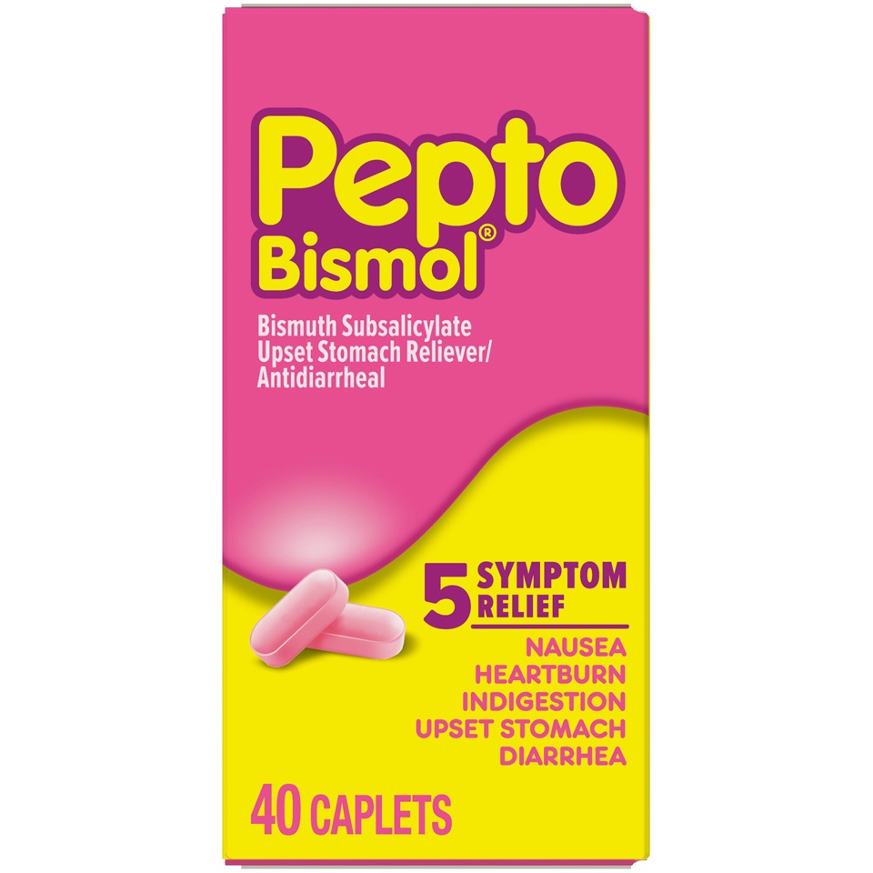 slide 2 of 2, Pepto-Bismol Pepto Bismol Caplets for Nausea, Heartburn, Indigestion, Upset Stomach, and Diarrhea 40 ct, 40 ct