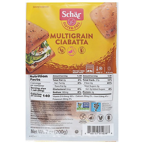 slide 1 of 1, Schar Ciabatta Gluten Free Multigrain 4 Count - 7 Oz, 7 oz